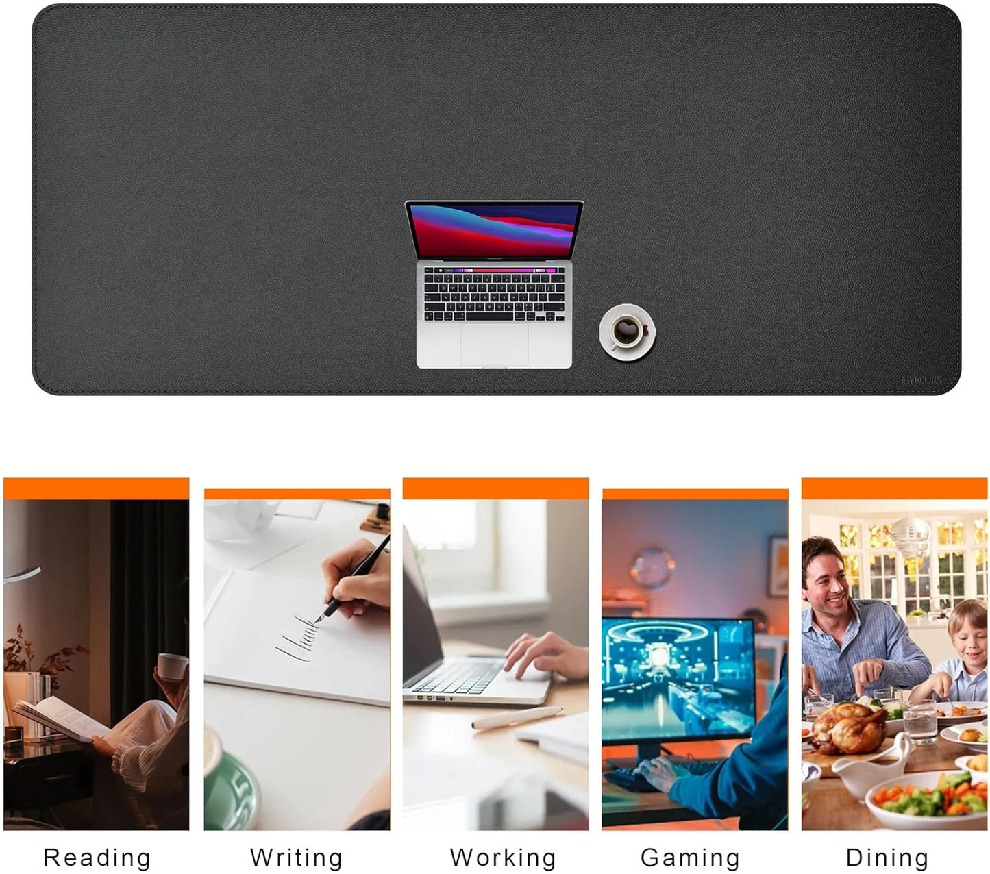 Mydours Super Large 75" x 32" Desk Mat, Full Desk Blotter Pad, Desktop Computer Desk Mat, Mouse Pad for Home Office & Computer Workstation, Extra Pad for Standing Desk (Black)