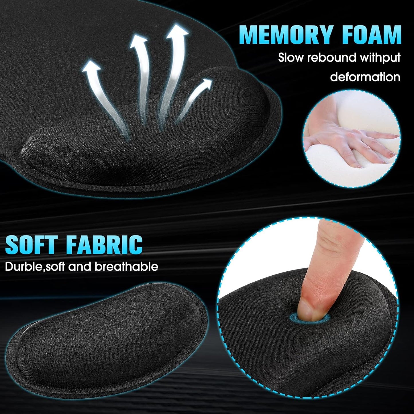 Yunsailing 12 Pcs Ergonomic Mouse Pad and Keyboard with Wrist Support Set Arm Rest Wrist Combo Gel Memory Foam Key Board Pad for Computer Laptop Gaming Office Typing Pain Relief