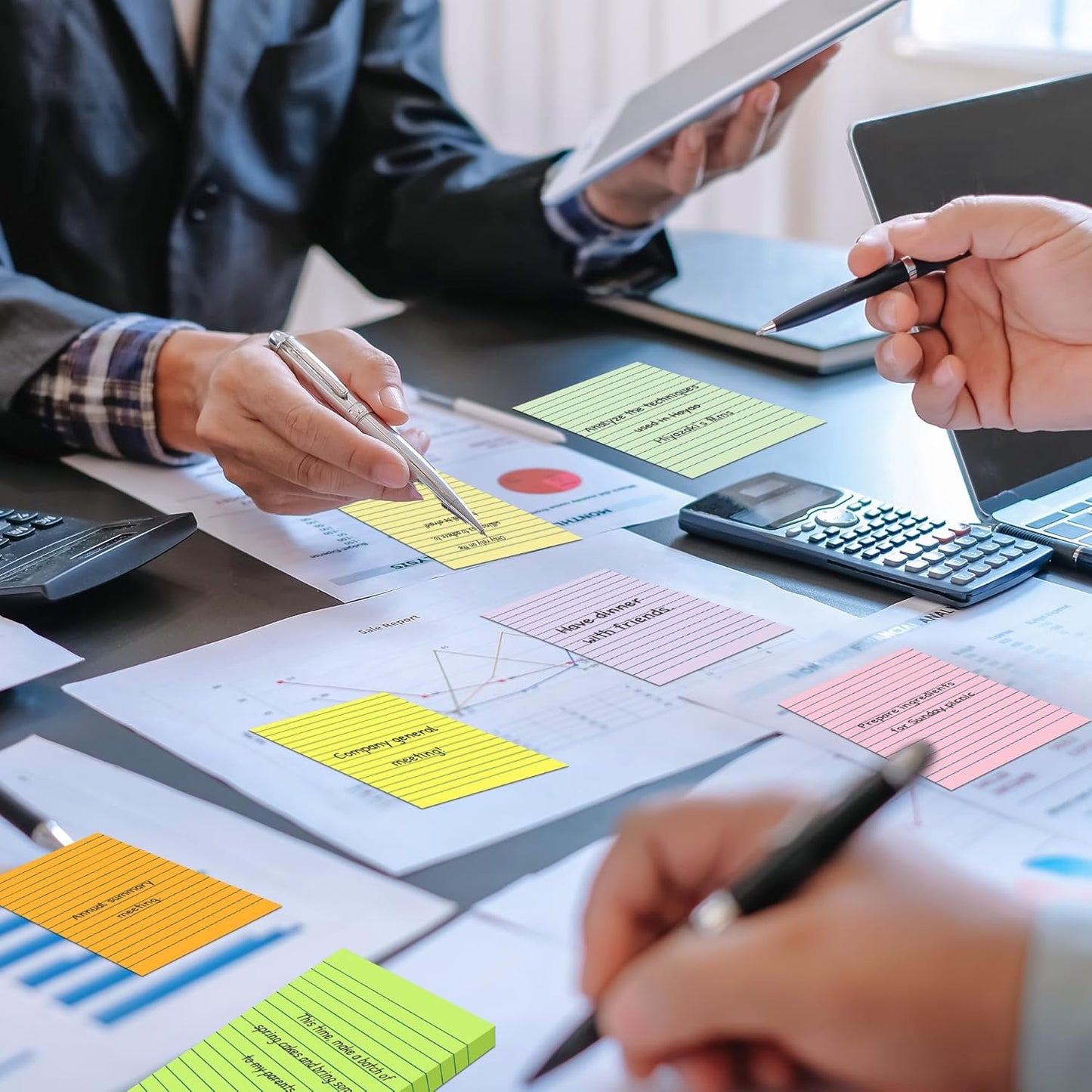 (15 Pads) Lined Sticky Notes 4x6 in Post, 7 Pastel Colors with Lines Self-Stick Note Pad it, Strong Adhesive, Big Rectangular Sticky Pads for Office, Home, School, Meeting