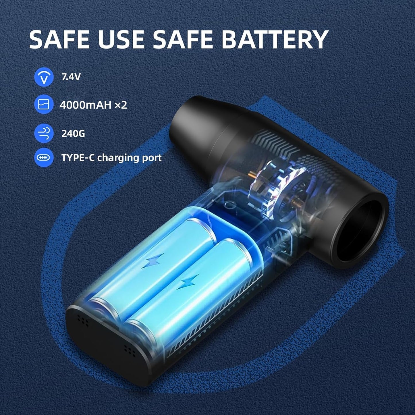 Electric Compressed Air Duster Mini Blower Cordless with Mini Vacuum Lighting 180,000 RPM Cleaner 5 Speed Handheld 3 in 1 USB-C for Computers Keyboards Electronics Home Car BBQ Grill