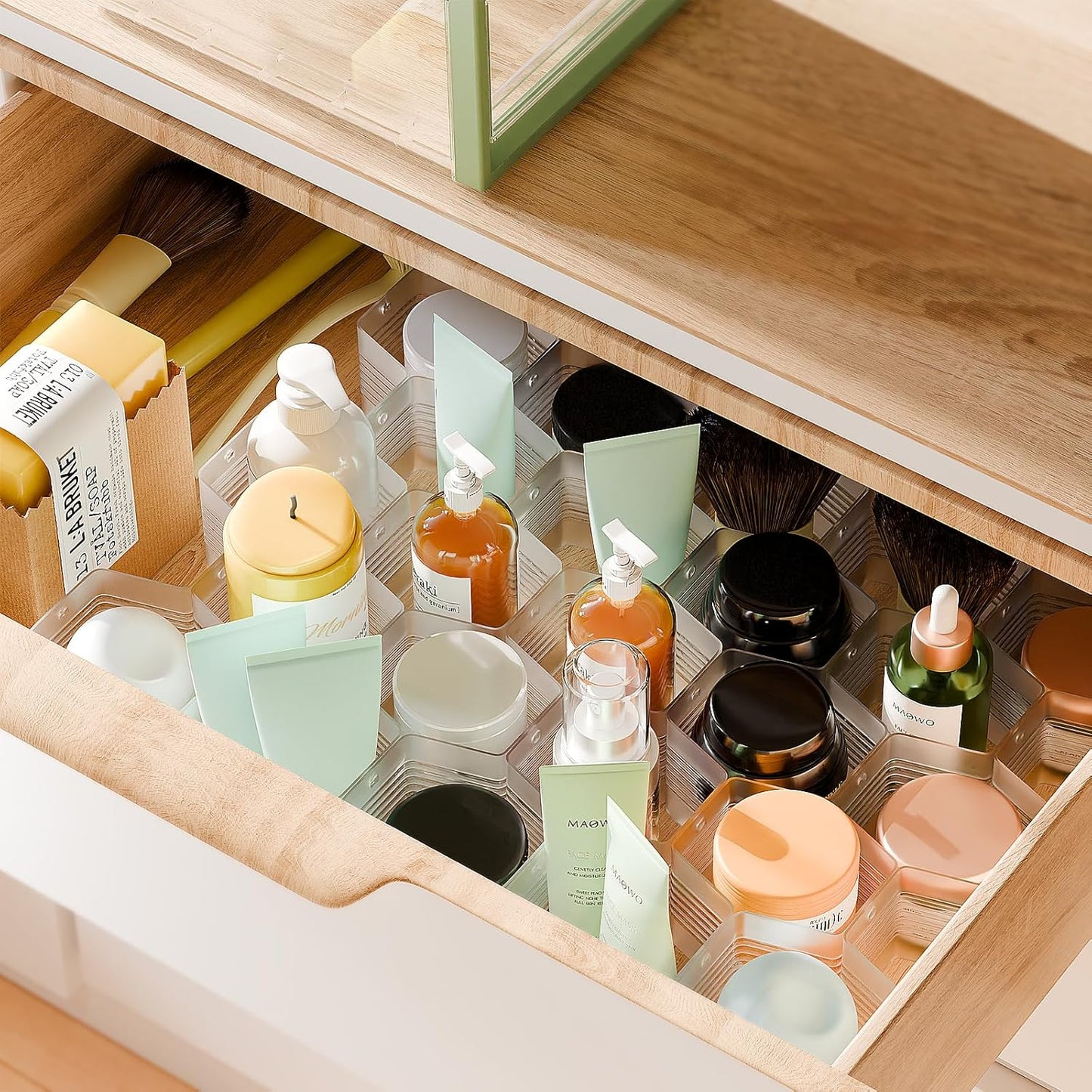 Honeycomb Separator Adjustable Drawer Organizer Divider for Underwear Belt-Scarf Socks Organizer (White(1pc))