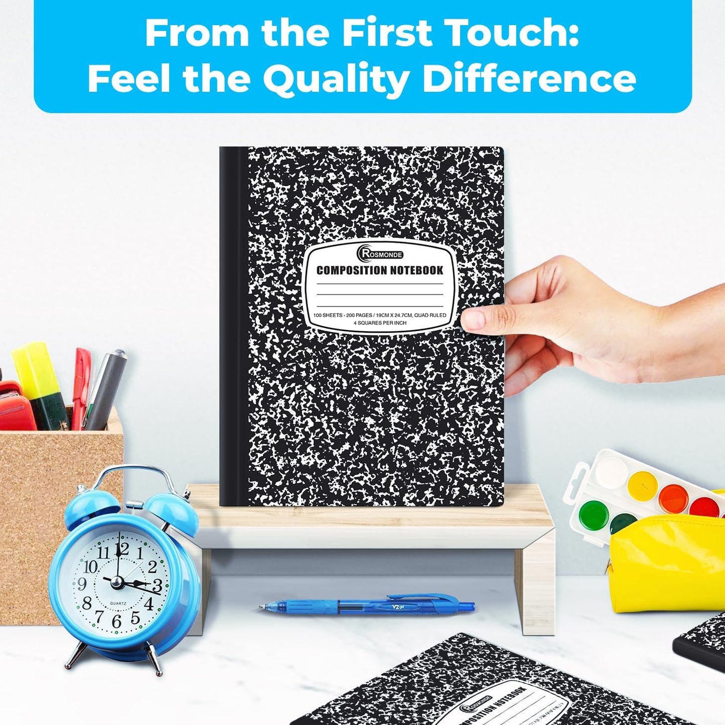 Rosmonde 1000 Pack (Pallet) Composition Notebooks Bulk, Quad Ruled, Pallet of Composition Notebooks, 200 Pages (100 Sheets), 9-3/4 x 7-1/2, Bulk Notebooks for School & College, 4-7 Days Transit