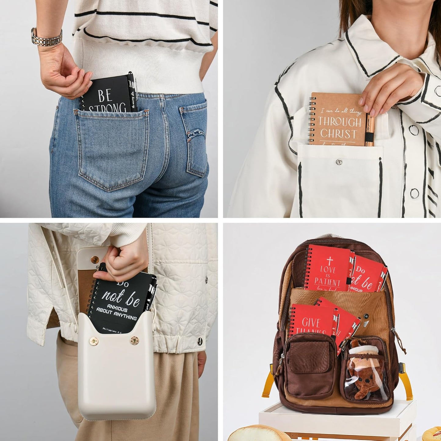 INSADA Christian Prayer Journal Spiral Notebooks Bulk with Pens - Small Notepads (4.13”x5.43”) - Christmas Gifts for Women men,Church Members & Bible Study Groups (30 sets multicolor)