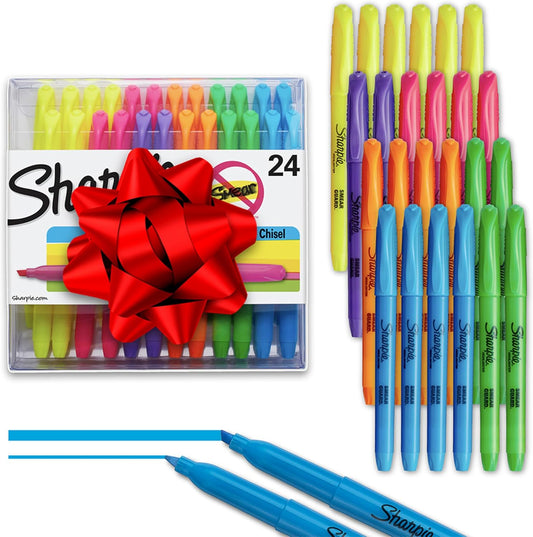 Sharpie Pocket Highlighters, Chisel Tip, Assorted Colors, 24 Count - Back to School, Office, Teacher Supplies