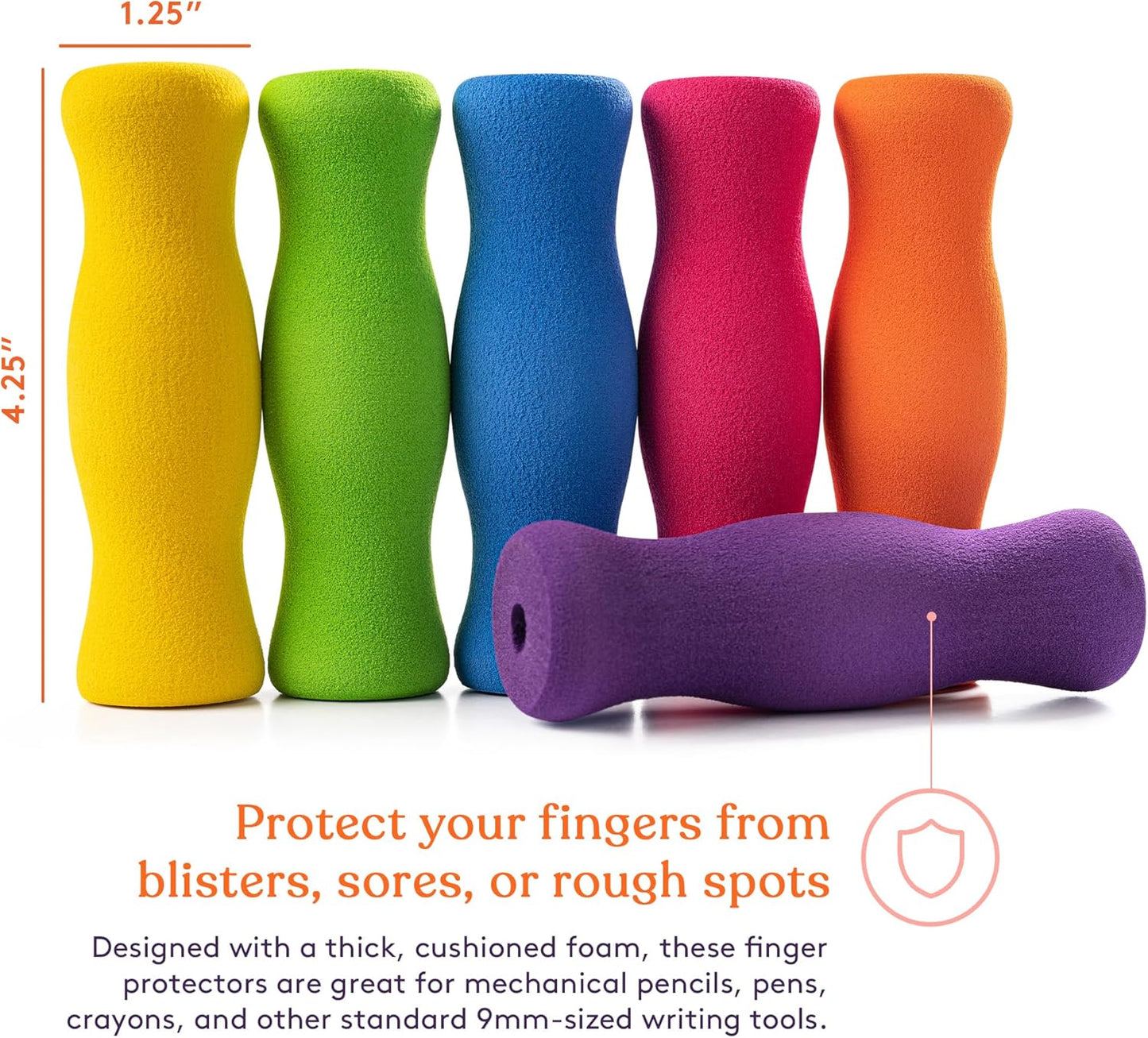 Special Supplies Long Foam Pencil Grips for Kids Adults Colorful, Cushioned Holders for Handwriting, Drawing, Coloring | Ergonomic Right or Left-Handed Use | Reusable (12)