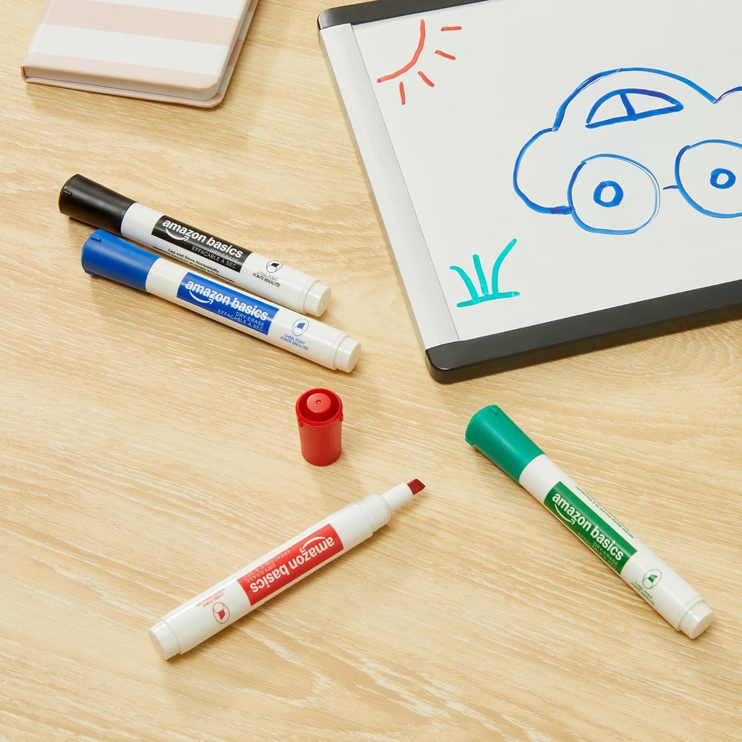 Amazon Basics Low-Odor Dry Erase Whiteboard Markers, Chisel Tip, 4 Assorted Colors, 36 Count
