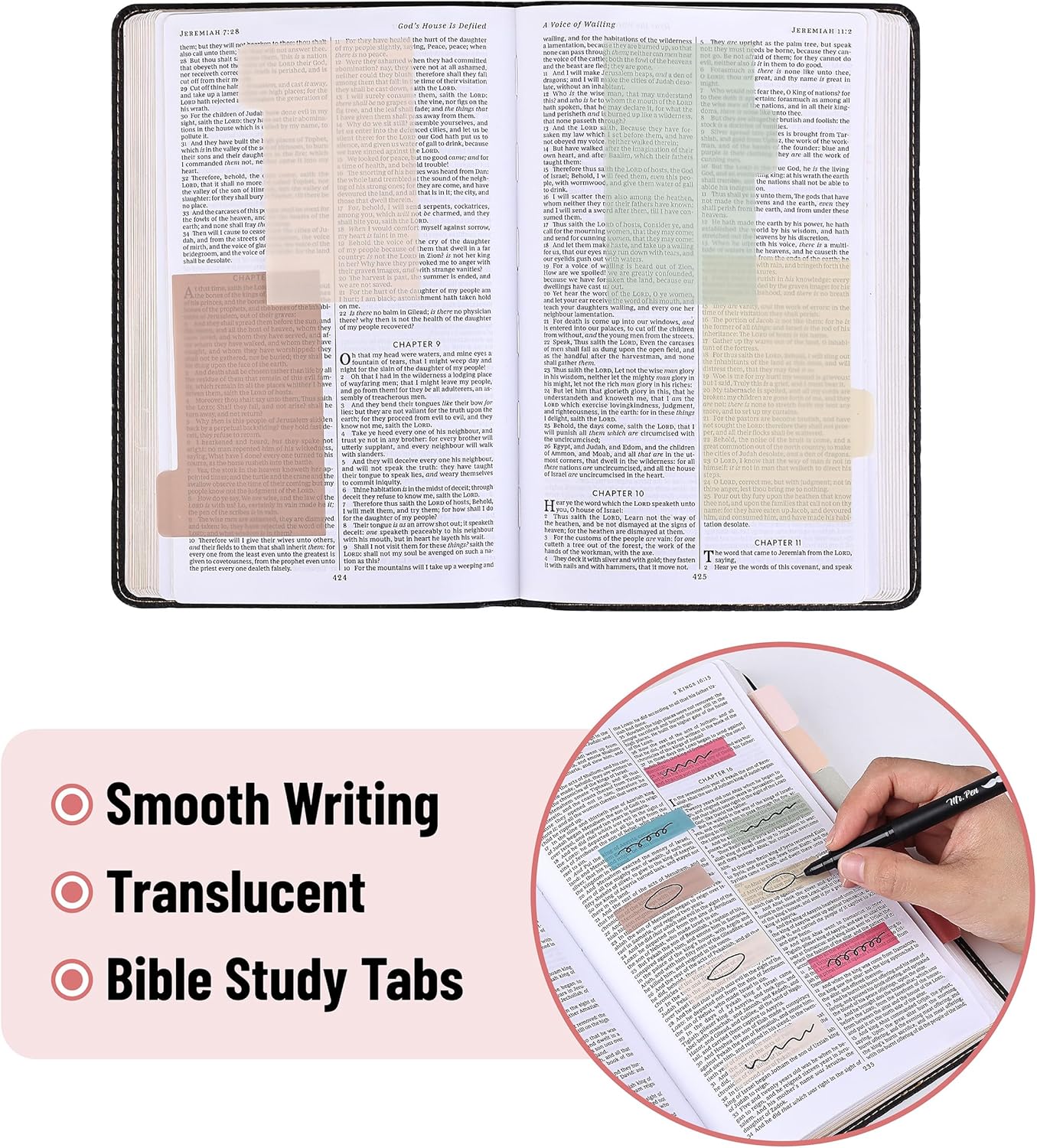 Mr. Pen Sticky Note Set - 410 Pack with Vintage Colors, Transparent and Divider Tabs for Planners