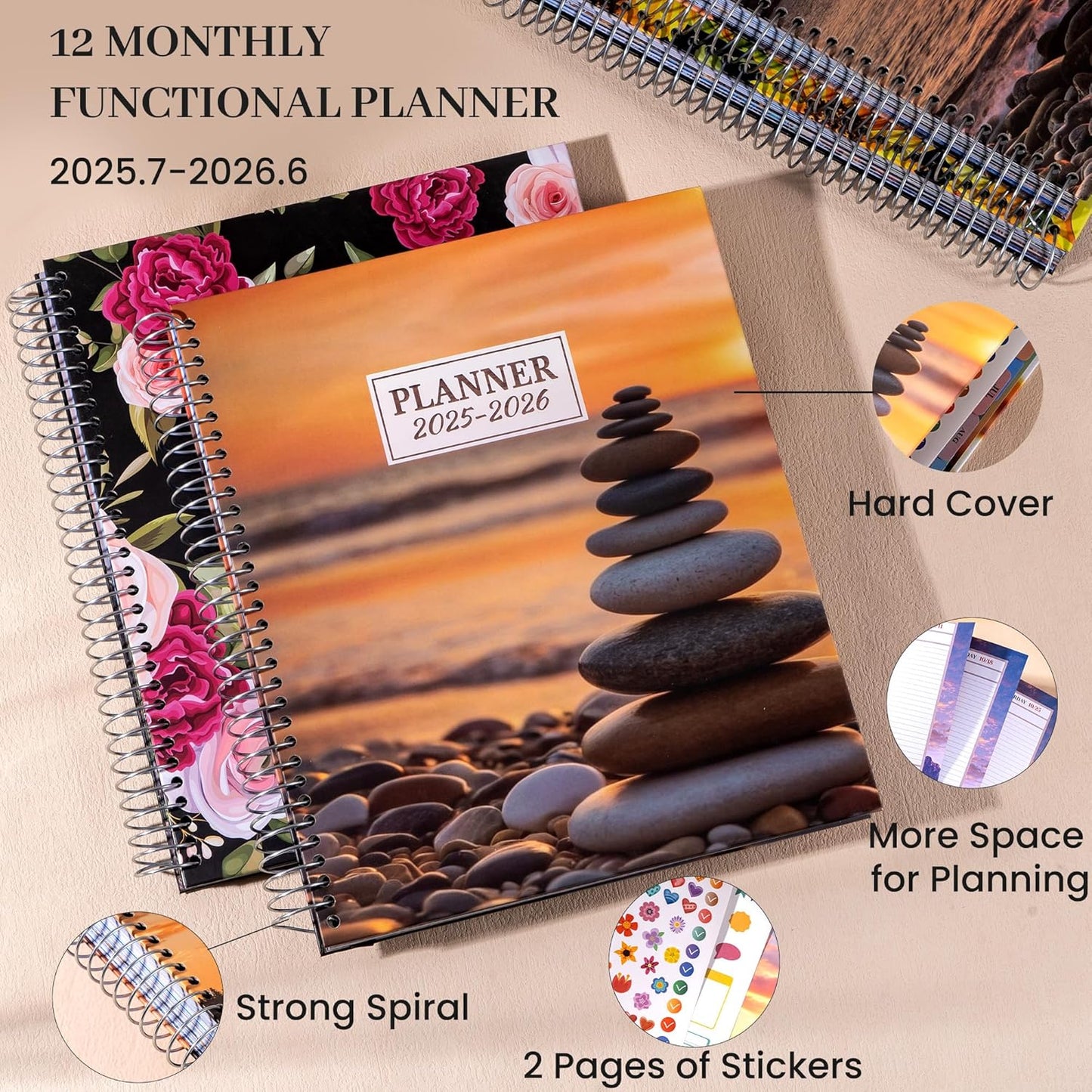 CAGIE Planner 2025-2026 for Women, July 2025-June 2026 Calendar Planners Weekly and Monthly 8.5 x 11 Large 25-26 Hourly Daily Yearly Academic Agenda with Stickers Hardcover