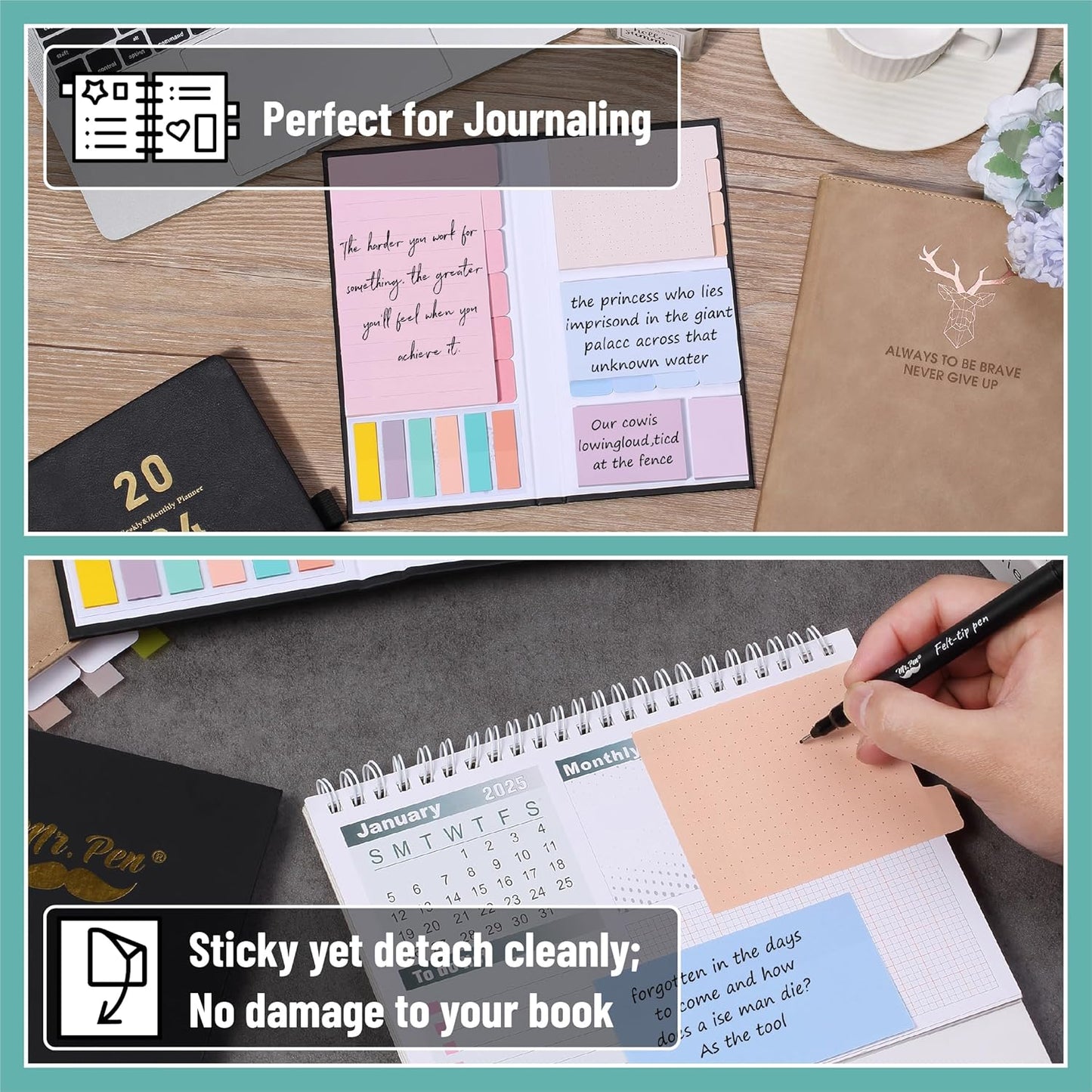 Mr. Pen- Sticky Notes Set, 410 Pack, Pastel Macaron Divider Sticky Notes, Planner Sticky Note Dividers Tabs, Christmas Gift