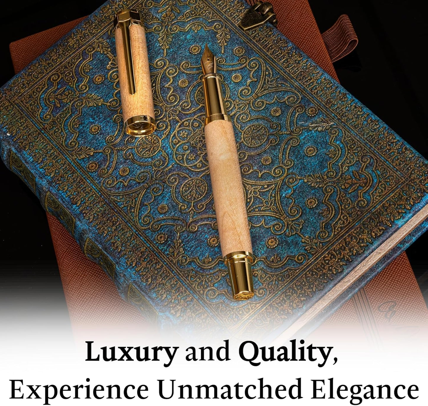 Ellington Pens Luxury Wood Fountain Pen Set – Extra Fine Nib - Includes 6 Ink Cartridges, Wooden Pen Gift Box, Ink Converter - Wood Pen For Writing, Calligraphy, Journaling, Drawing (Maple Harmony)