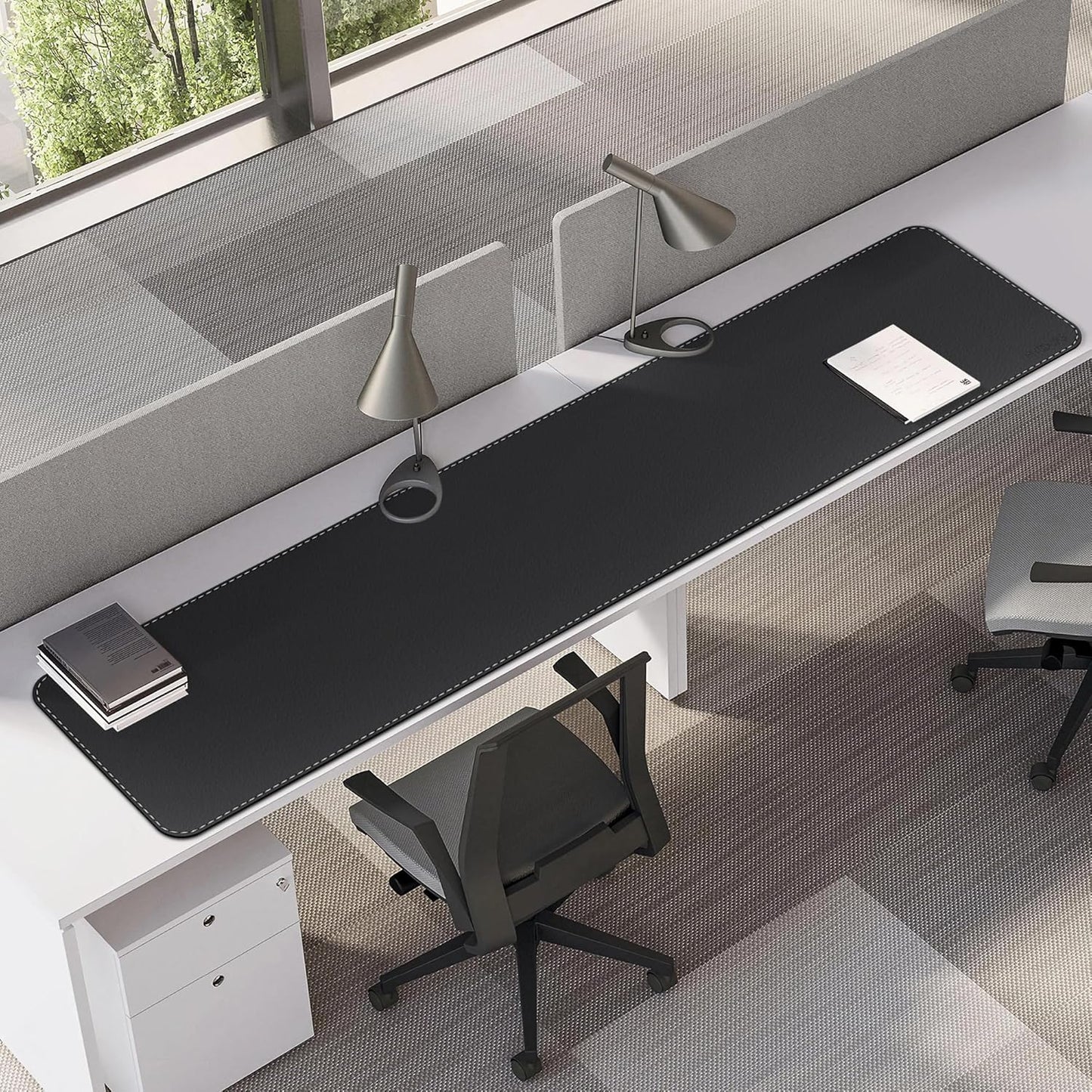 Mydours PU Leather Desk Mat, 74.8"x15.7" Ultra Large Desk Pad, Waterproof Computer Pad Desktop Protector Easy Clean with Suede Base, for Office Home Decoration Keyboard and Mouse (Black)