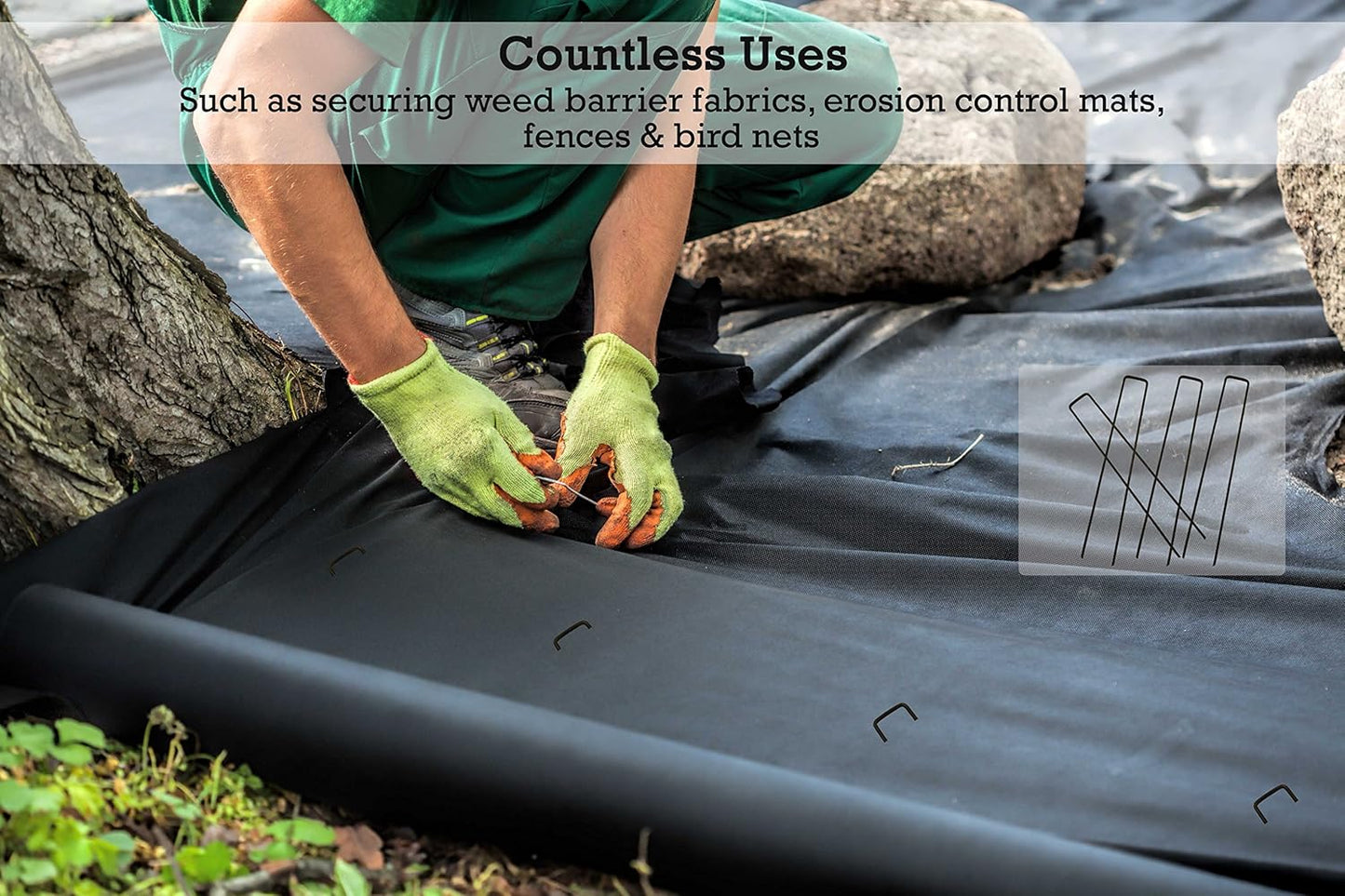 Sandbaggy Landscape Staples 9 Inch Extra Long (11 Gauge) ~ Fabric Pins Garden Lawn Heavy Duty - Fence Anchors - Great for Soft Sandy Soil - Trusted by Farmers & Contractors Across USA (100 Staples)