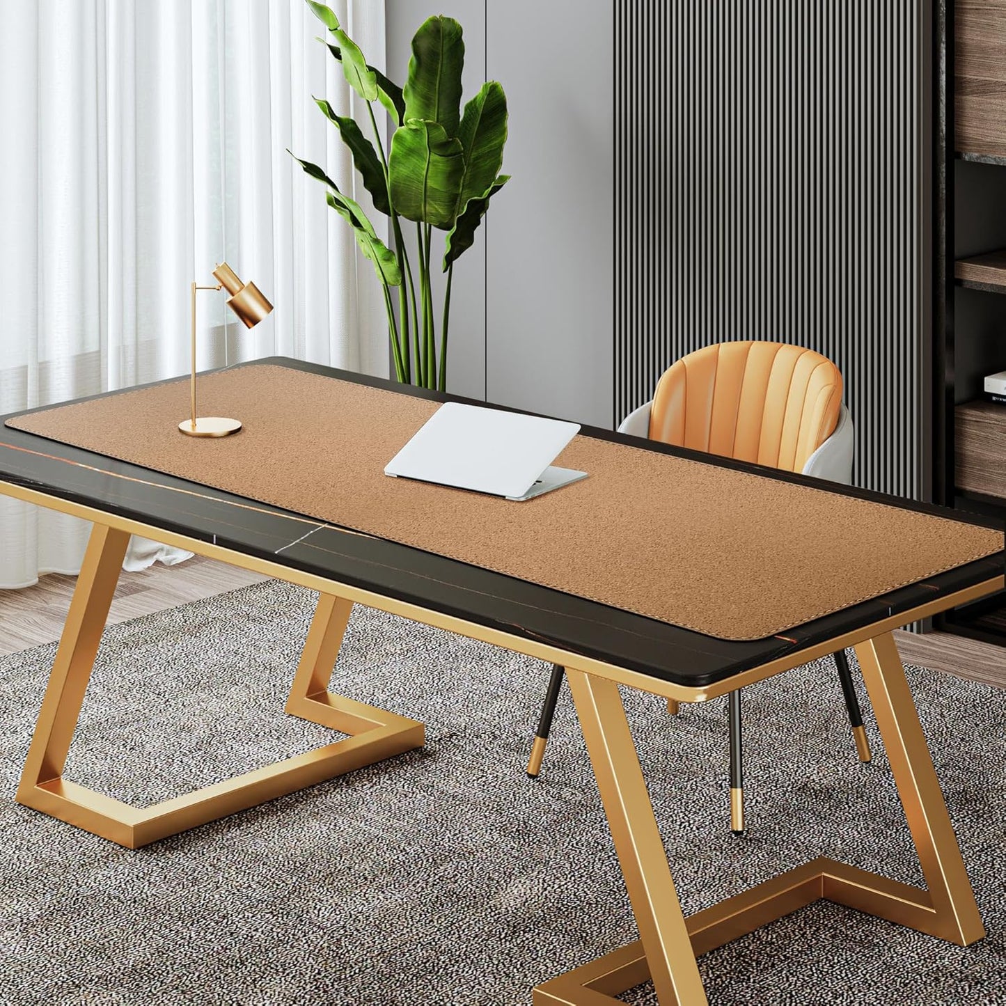 Mydours Extra Long 63" x 19.7" Desk Mat for Professionals - Cork Backing & PU Leather Surface, Waterproof Computer Desk Protector with Gaming-Friendly Texture, Ideal for Keyboards, Office Accessories