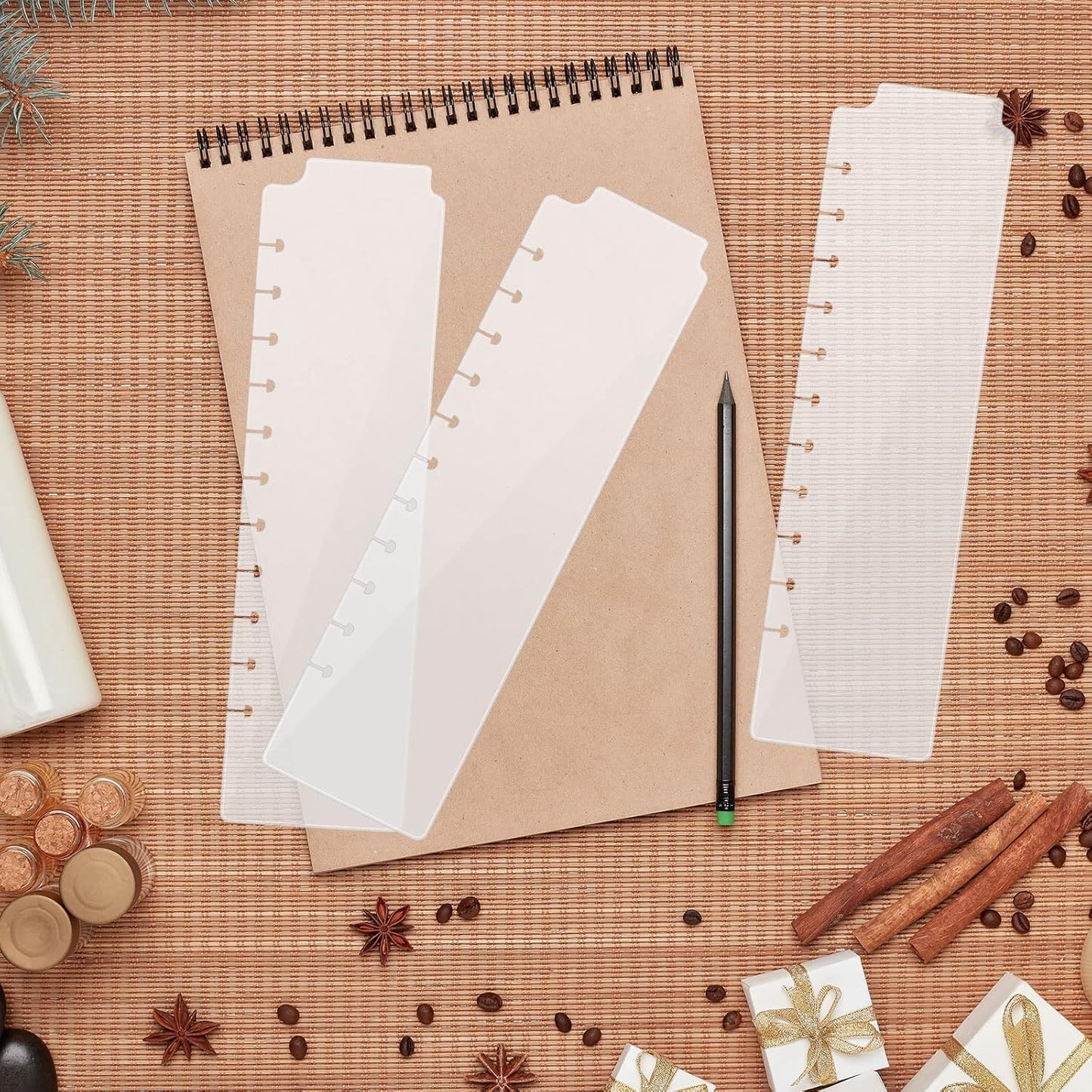 Affrolling12 Tab Discbound Dividers Classic 11 Discs Classic Planners 11 Inch Dashboard Semi-Transparent Blank Top Index Dividers Disc Bound Planner Supplies for Discbound Notebooks Office