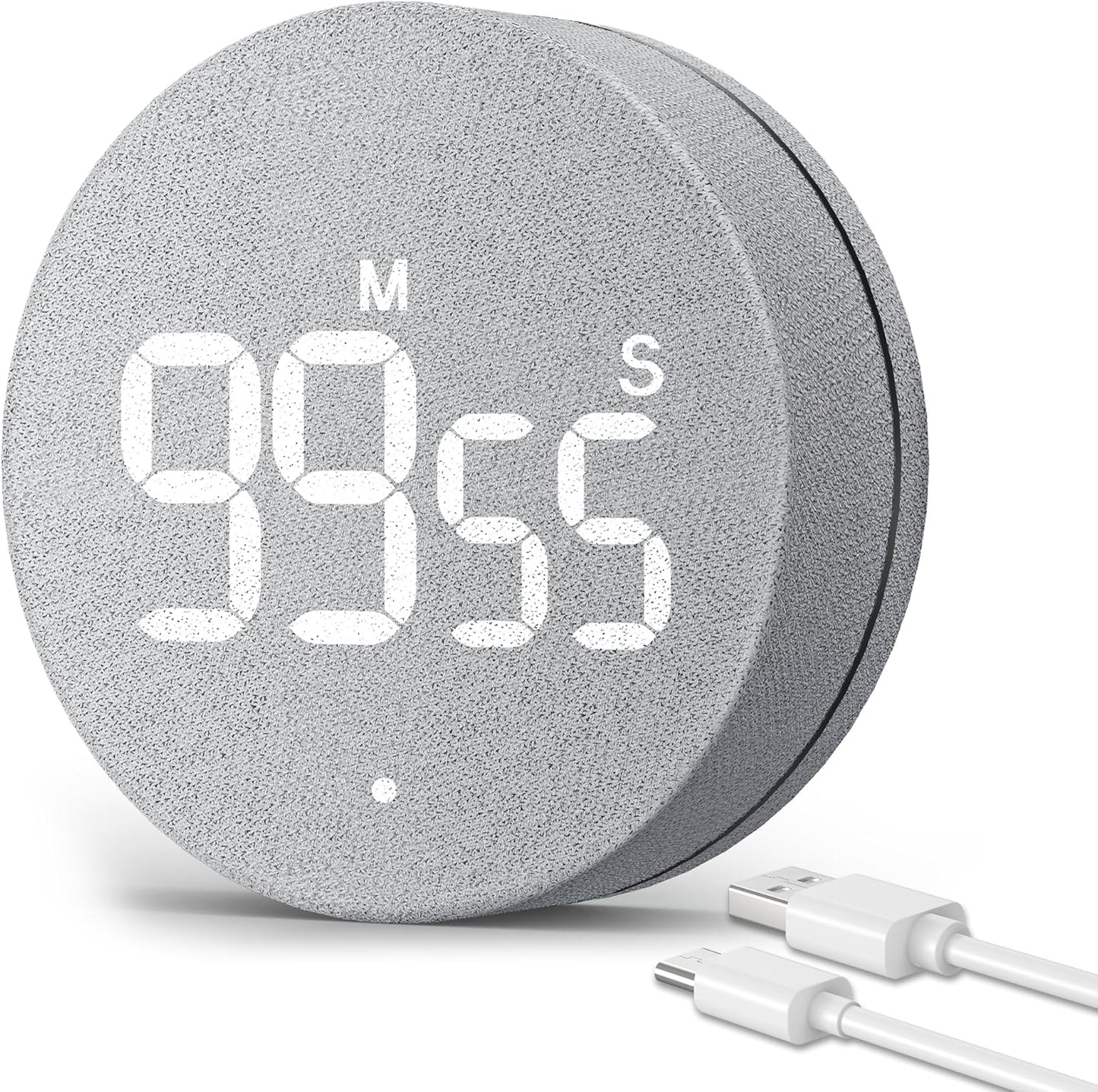 AVINIA Desk Timer for Productivity Magnetic Digital Kitchen Timer Rechargeable Fabric Mesh Cover 99 Mins Countdown/Count Up Stylish Efficana Konah Home Timmer for Cooking (Fabric Gray)