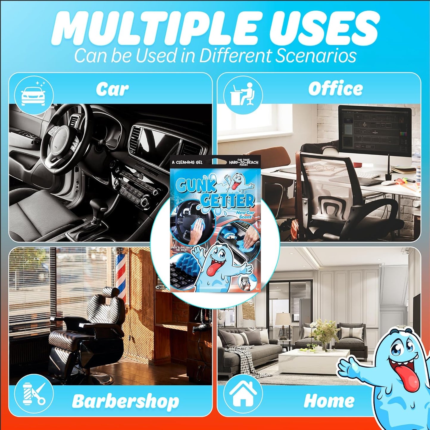 Cleaning Gel for Those Hard to Reach Places, Automotive Cup Holder Electronic Keyboard Office, Slime Gel Cleaner Dust Crumb Removal (New Car, 12 Pack)